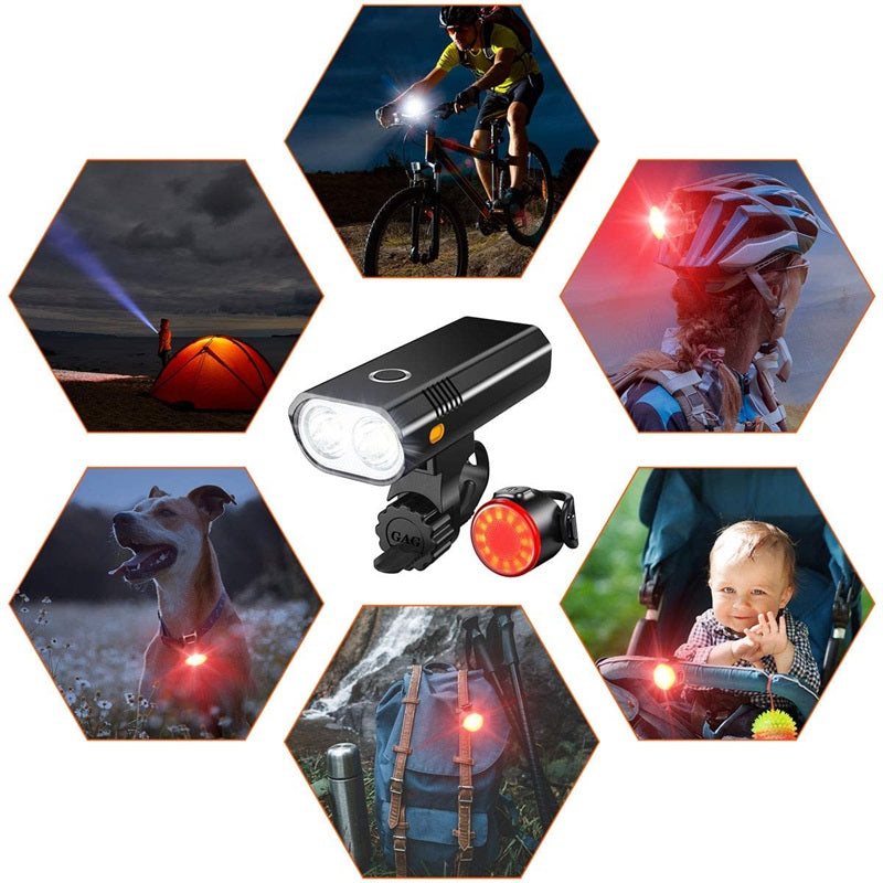 USB charging single lamp, 800 bright super strong headlamp, five kinds of lamps, bicycle headlamp and tail lamp Kit