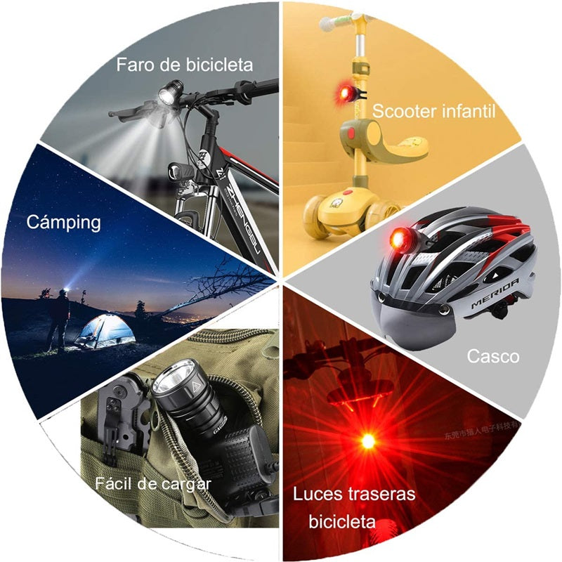 Bicycle USB charging lamp, up to 1200 lamps, five kinds of lamps, bicycle front lamp and tail lamp Kit