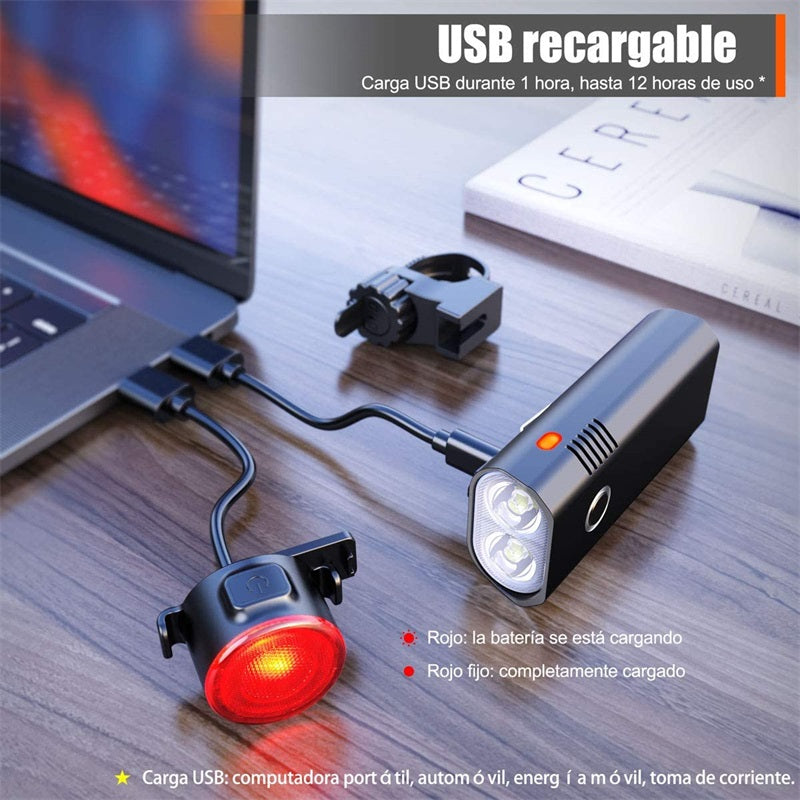 USB charging single lamp, 800 bright super strong headlamp, five kinds of lamps, bicycle headlamp and tail lamp Kit