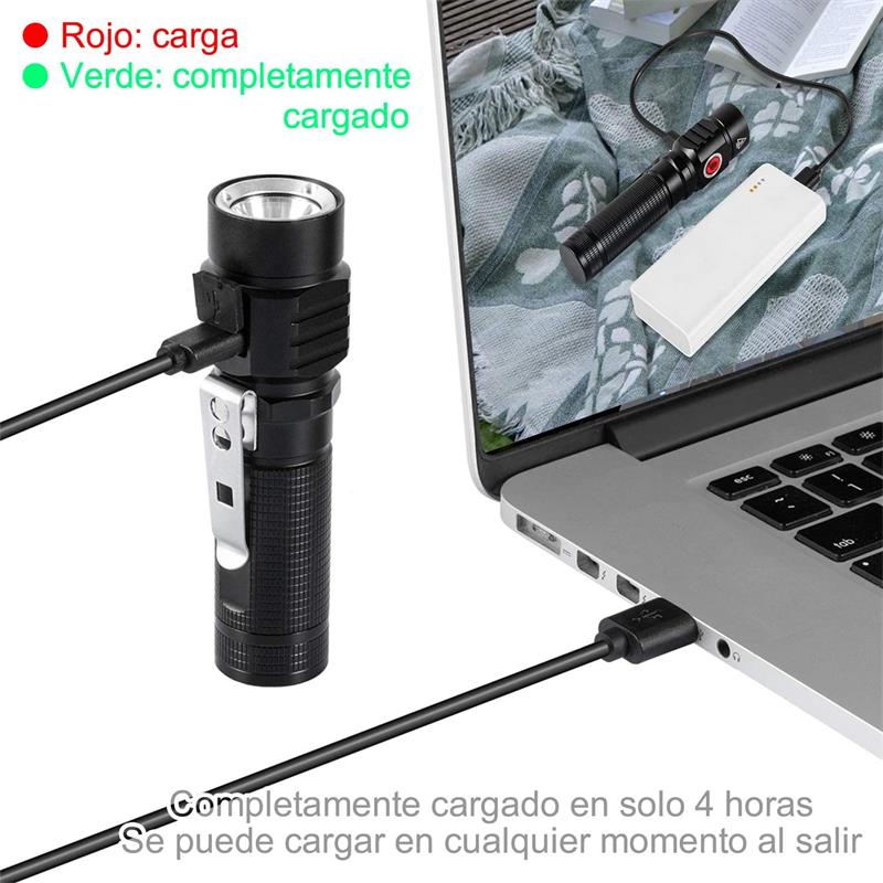 Flashlight, small rechargeable LED lamp, bicycle lamp with ball point pen, five modes, waterproof ix4