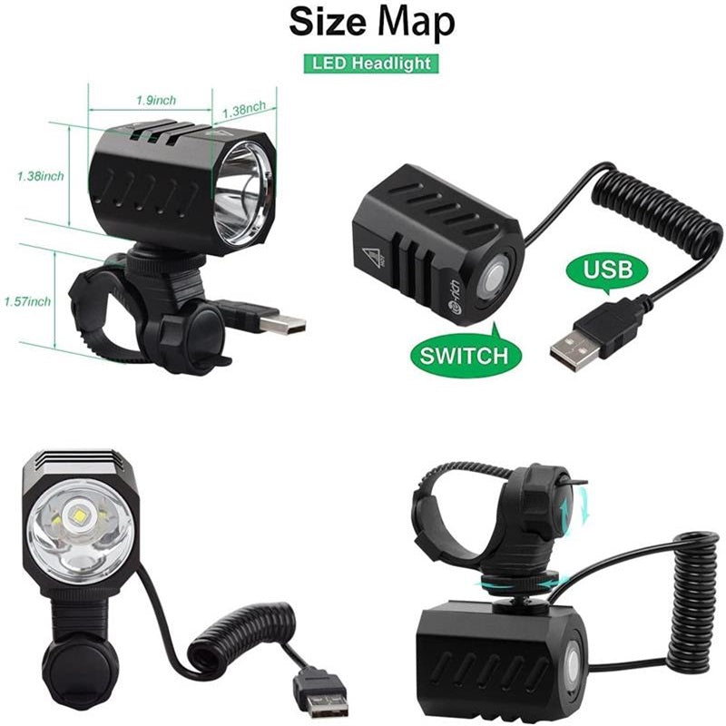 Te rich USB rechargeable bicycle lamp, 1200 lumen Cree xm-l2 bright LED headlamp, headlamp waterproof bicycle lamp