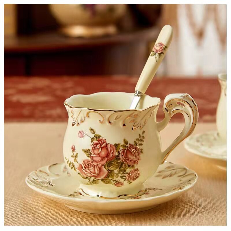 Coffee Cup Set European Ceramic Coffee Set British Black Tea Afternoon Tea Set Household Cup Saucer Spoon Palace