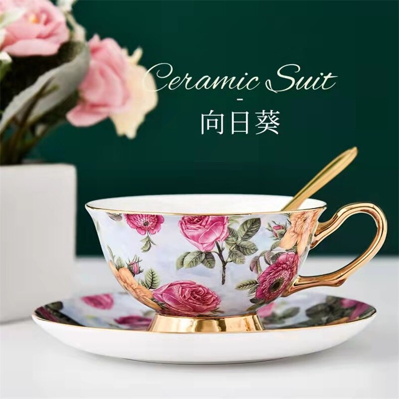 Coffee Cup Set British Afternoon Tea Cup Black Tea European Tea Set Ceramic Cup Elegant Water Cup