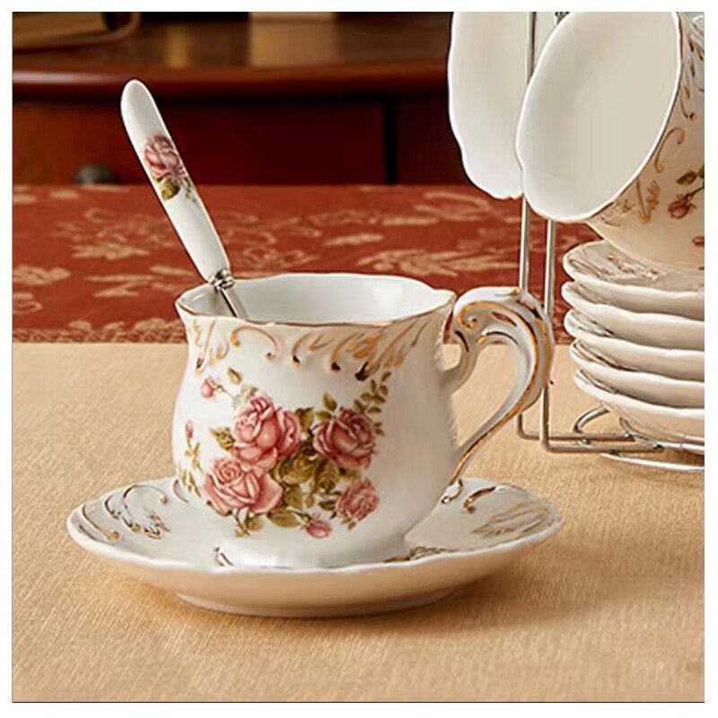 Coffee Cup Set European Ceramic Coffee Set British Black Tea Afternoon Tea Set Household Cup Saucer Spoon Palace