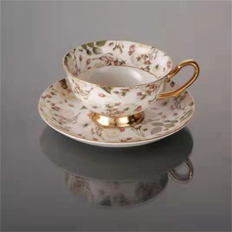 Bone China Coffee Cup Set European Classical Pastoral Retro Simple Household Flower Tea Cup Set