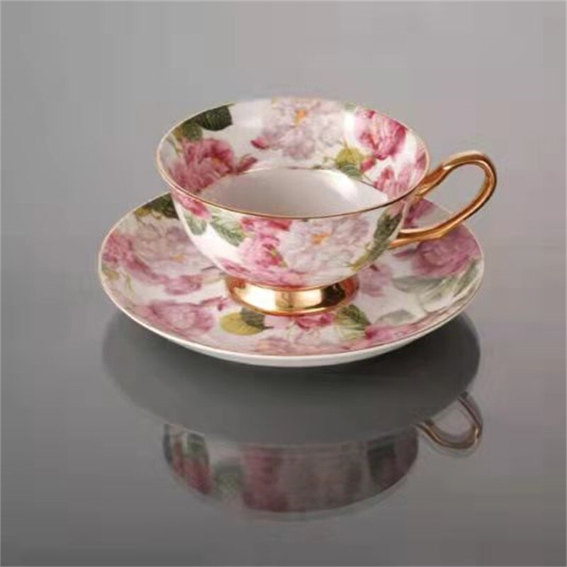 Bone China Coffee Cup Set European Classical Pastoral Retro Simple Household Flower Tea Cup Set