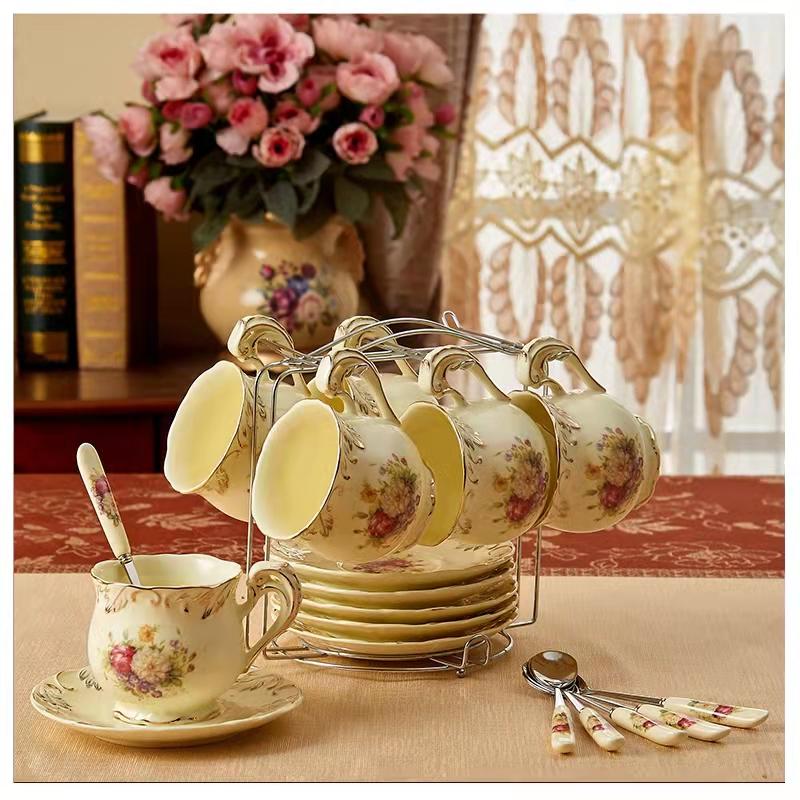 Coffee Cup Set European Ceramic Coffee Set British Black Tea Afternoon Tea Set Household Cup Saucer Spoon Palace