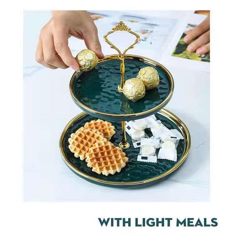 Light Luxury Ceramic Fruit Plate European Dessert Plate Cake Dessert Table Multi-layer Pastry Lliving Room Candy Tray