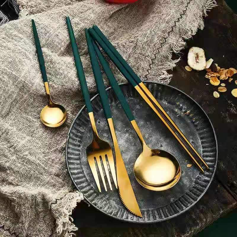 Household Steak Knife And Fork Set Nordic Ins Western Tableware Popular Spoon Fork Knife Chopsticks Set