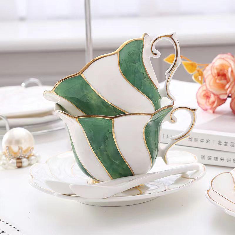 Ceramic Coffee Cup Set Afternoon Tea Set Simple Creative Small Luxury British European Style Flower Tea Home Utility