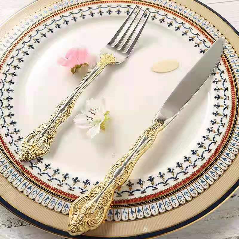 Golden Cutlery, European Western Steak Cutlery, Household Cutlery, Popular Cutlery Stainless Steel