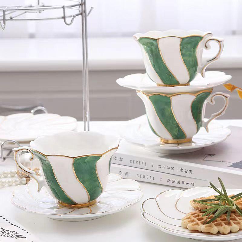 Ceramic Coffee Cup Set Afternoon Tea Set Simple Creative Small Luxury British European Style Flower Tea Home Utility