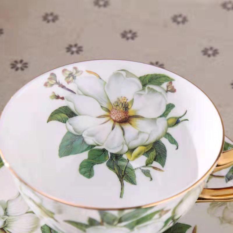 Bone China Coffee Cup Set European Classical Pastoral Retro Simple Household Flower Tea Cup Set