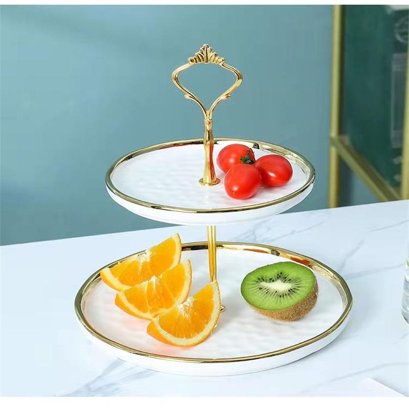 Light Luxury Ceramic Fruit Plate European Dessert Plate Cake Dessert Table Multi-layer Pastry Lliving Room Candy Tray