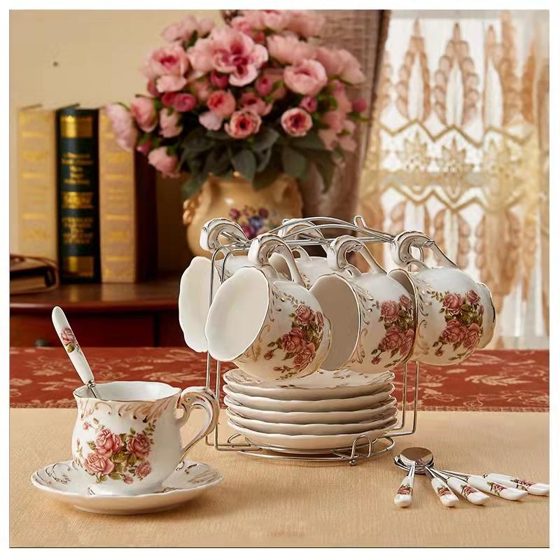 Coffee Cup Set European Ceramic Coffee Set British Black Tea Afternoon Tea Set Household Cup Saucer Spoon Palace