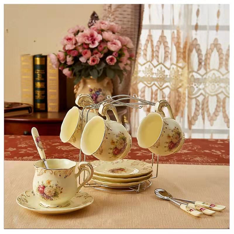 Coffee Cup Set European Ceramic Coffee Set British Black Tea Afternoon Tea Set Household Cup Saucer Spoon Palace
